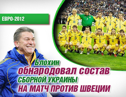 Блохин обнародовал состав сборной Украины на матч против Швеции